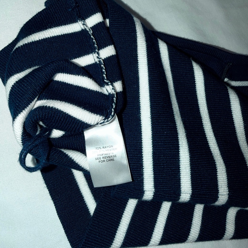 Freshman 1996 Strapless Knit Tube Top Navy White Stripe Women’s Large - Picture 4 of 4